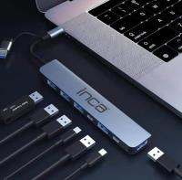 INCA IUTP-7T USB/Type-C Hub X5 USB 3.0 + 2 Type-C Aluminyum Kasa ÇOKLAYICI  - 5